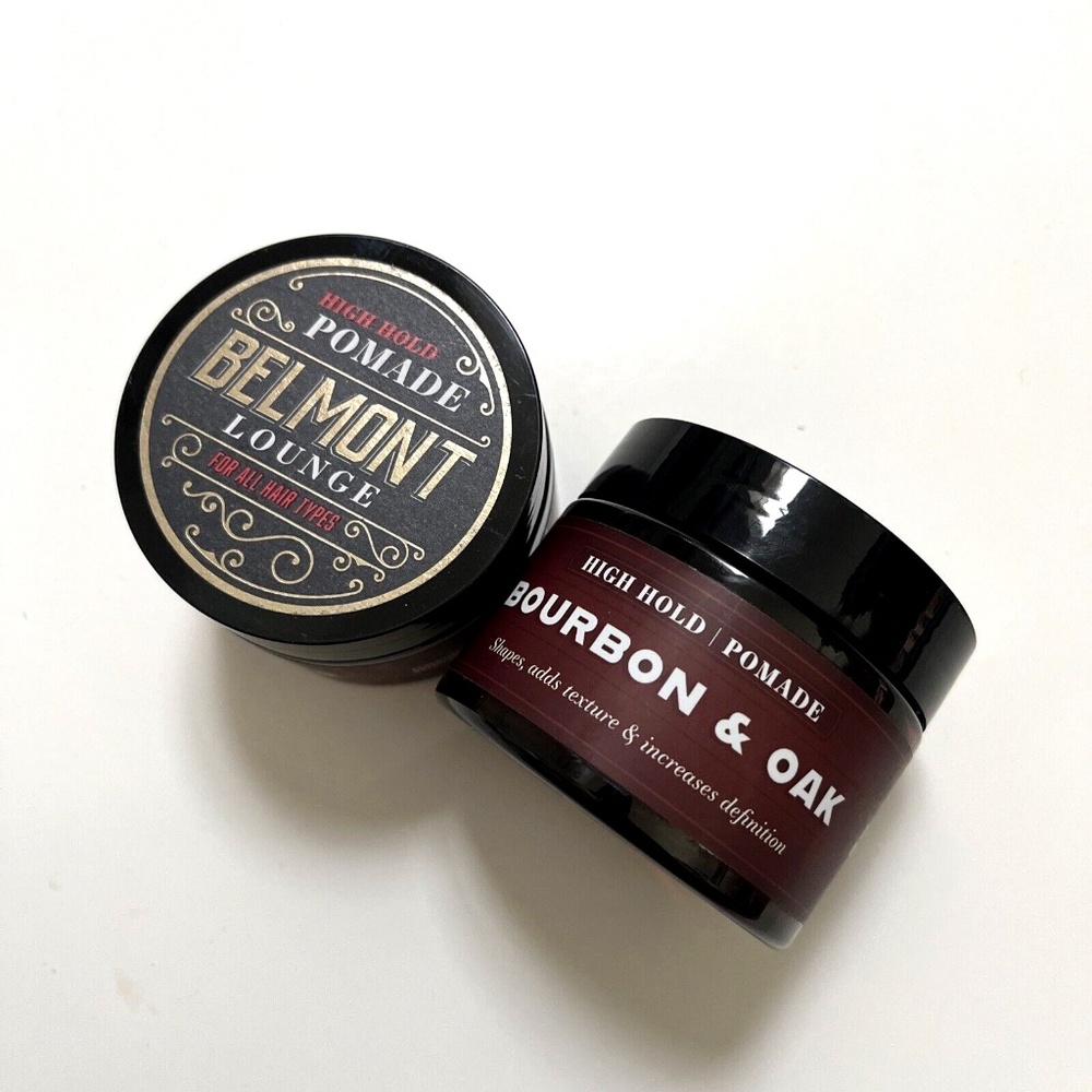 New 2pack BELMONT LOUNGE Pomade High Hold Bourbon & Oak 6.7oz